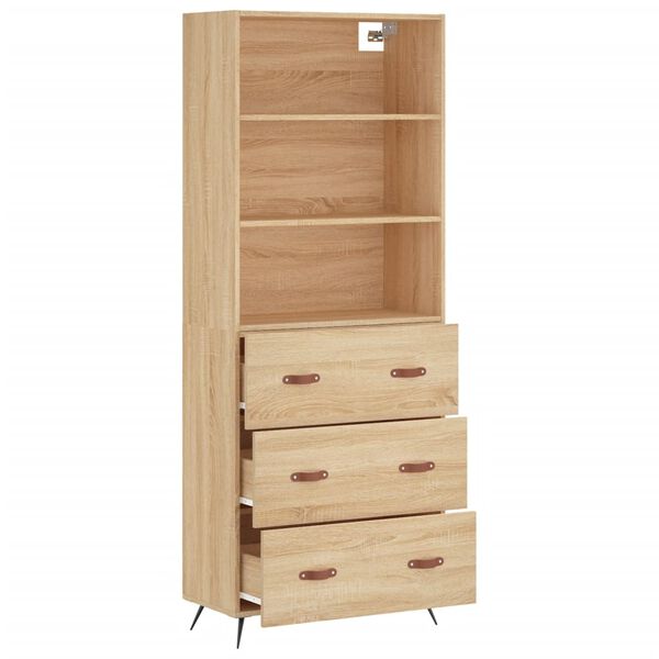 vidaXL Highboard sonoma eik 69,5x34x180 cm konstruert tre