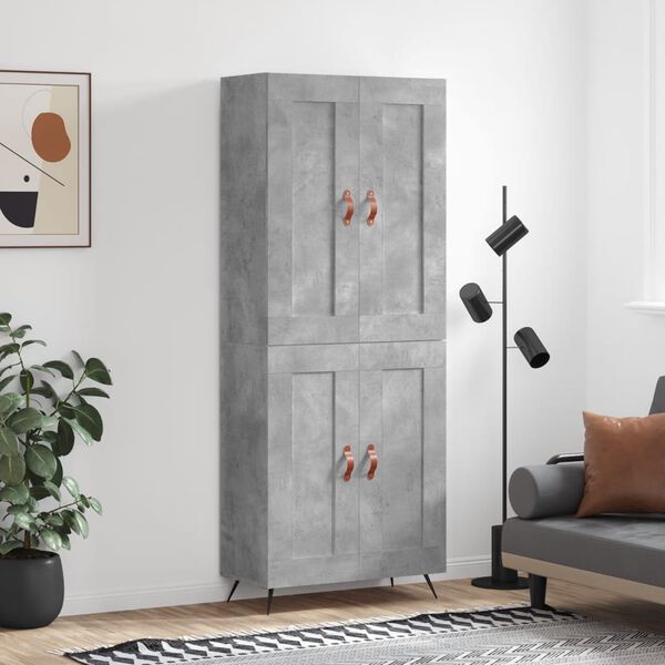 vidaXL Highboard betonggr&aring; 69,5x34x180 cm konstruert tre