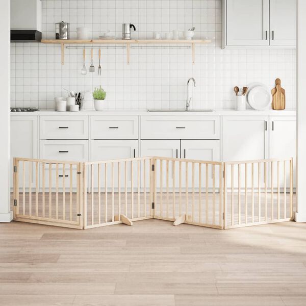 vidaXL Hundegrind med dør sammenleggbar 4 paneler 320 cm poppeltre