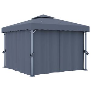 vidaXL Paviljong med gardin 3x3 m antrasitt aluminium