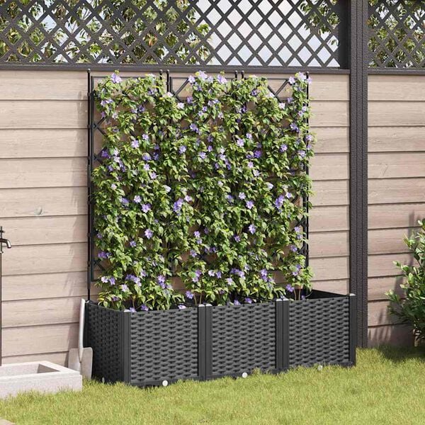 vidaXL Hageblomsterpotte 3 pcs Svart 120 x 40 x 143 cm St&aring;l