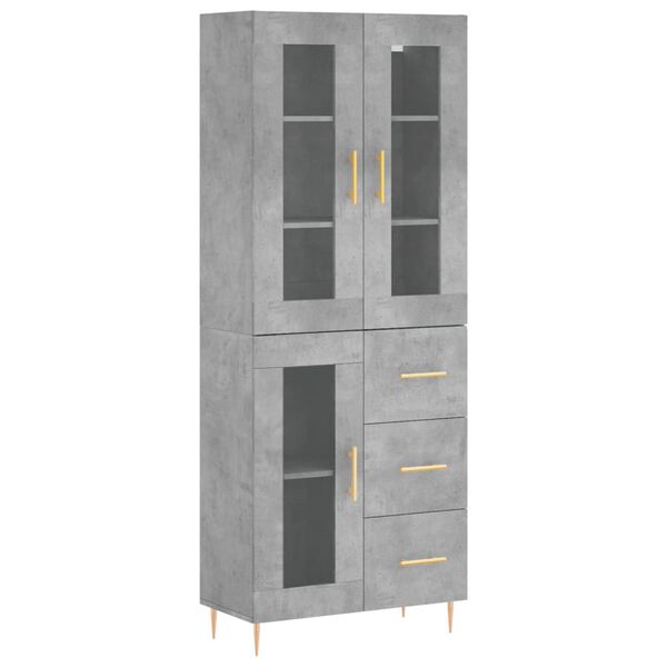 vidaXL Highboard betonggr&aring; 69,5x34x180 cm konstruert tre