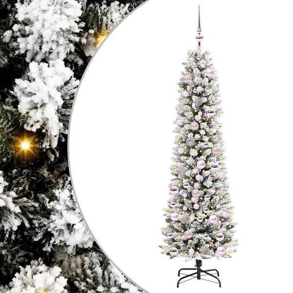 vidaXL Kunstig juletre med 300 LED Hvit 180 cm PVC og Metall og Plast