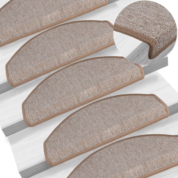 vidaXL Trappematter 15 stk 65x24x4 cm lysebrune halvrund store