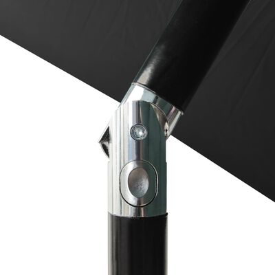 vidaXL Parasoll med lysdioder og stålstang svart 2x3 m