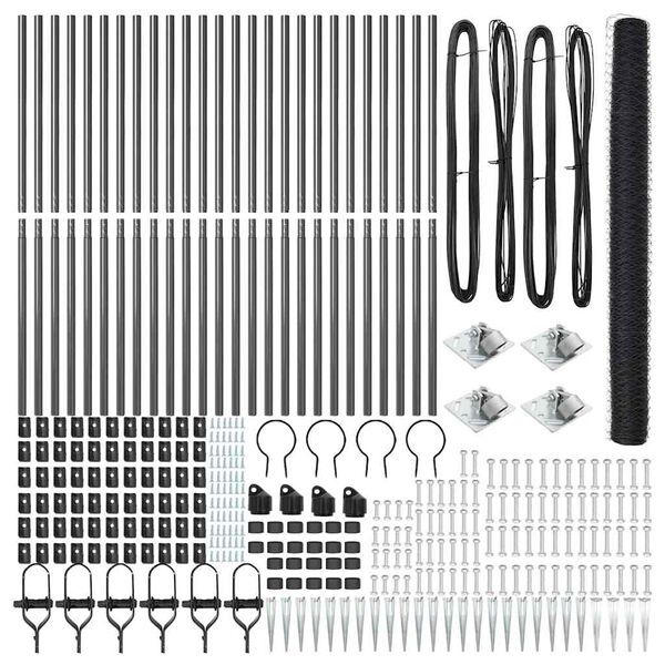 vidaXL Gjerde med innlegg. Grå 1.6 x 50 m PVC-belagt stål