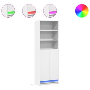 vidaXL Garderobe med LED hvit 69x32,5x200 cm konstruert tre