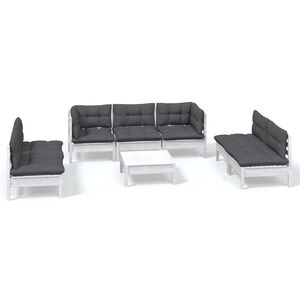 vidaXL Hagesofagruppe med puter 8 deler heltre furu
