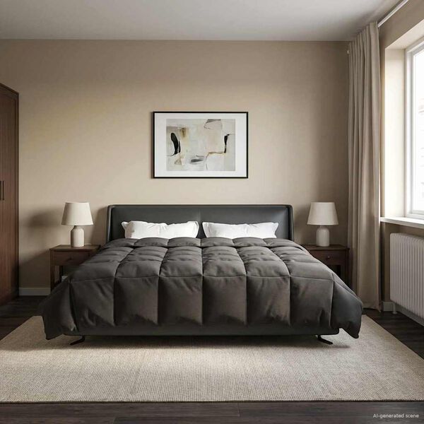 vidaXL Full &aring;r dyne Quilted Antrasitt 200 x 220 cm Mikrofiber