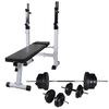 vidaXL Treningsbenk med vektstativ, vektstang og manualsett 60,5 kg