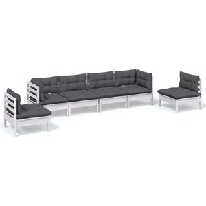 vidaXL Hagesofagruppe med puter 6 deler heltre furu