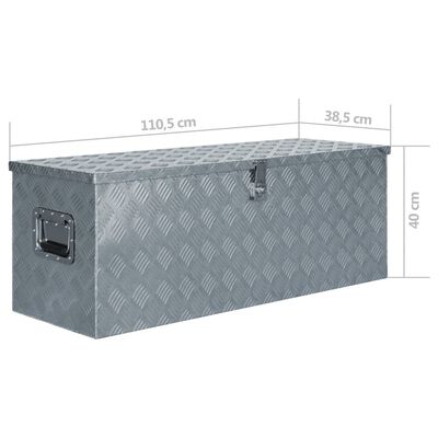 vidaXL Aluminiumsboks 110,5x38,5x40 cm sølv