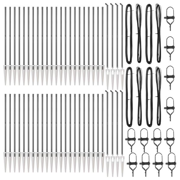 vidaXL Gjerdepåle Annet 52 pcs Grå 3,2 x 3,2 x 140 cm Stål