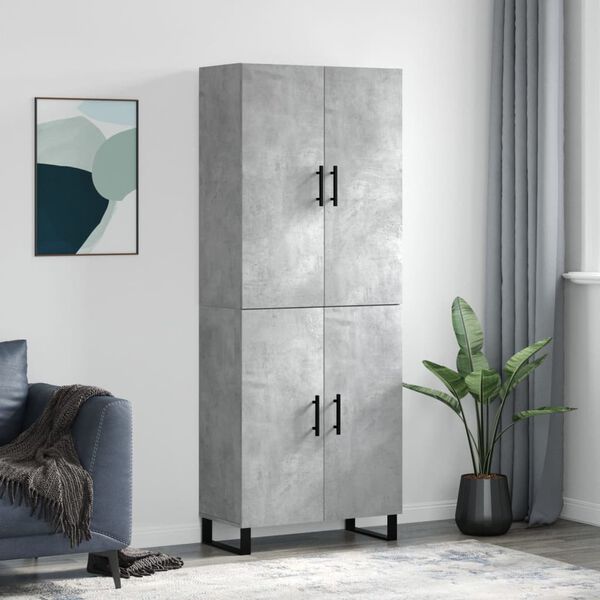 vidaXL Highboard betonggr&aring; 69,5x34x180 cm konstruert tre