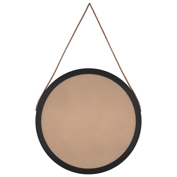 vidaXL Veggspeil med stropp svart &Oslash; 55 cm