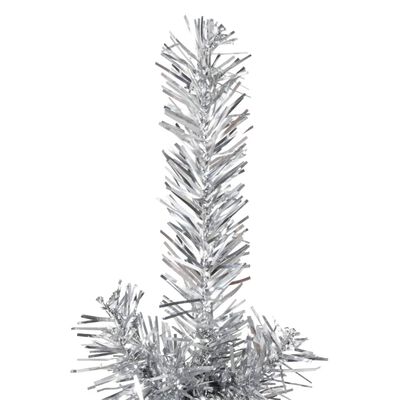 vidaXL Kunstig halvt juletre med stativ tynt sølv 150 cm