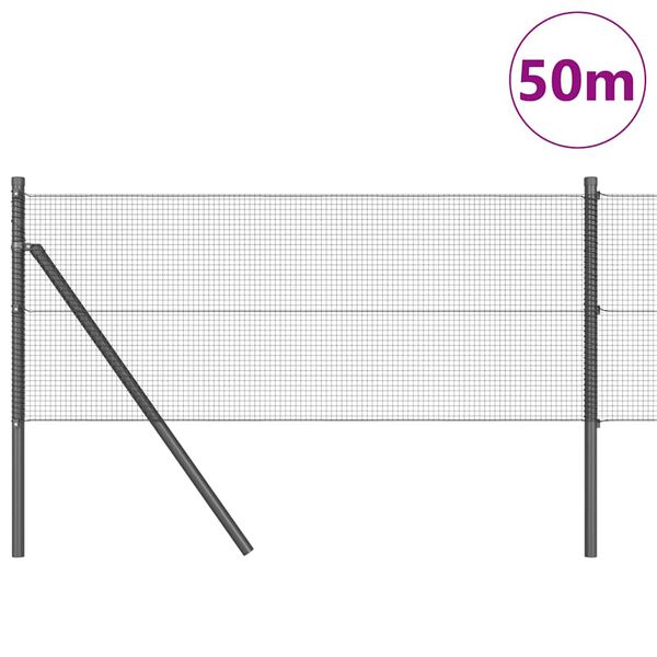 vidaXL Gjerdep&aring;le Gr&aring; 50 x 0,6 m (12 x 12 mm maske) St&aring;l og PVC