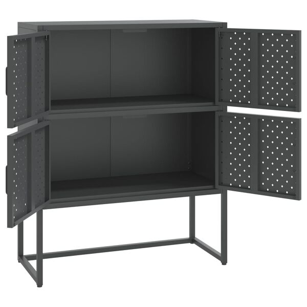 vidaXL Highboard antrasitt 80x35x100 cm st&aring;l