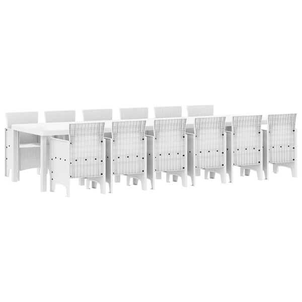vidaXL Hage Spisegruppe 13 pcs Hvit Polt rattan