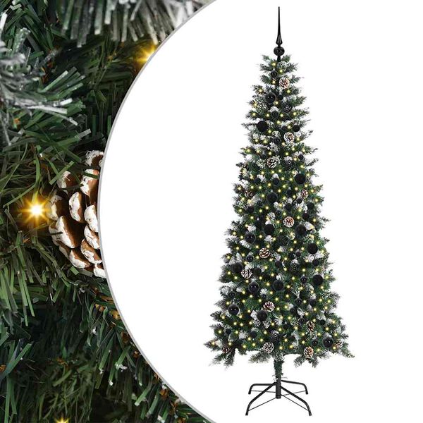 vidaXL Kunstig juletre med 300 LED gr&oslash;nn 210 cm PVC og plast og st&aring;l