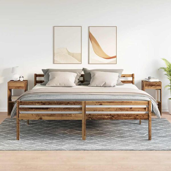 vidaXL Nattbord med skuff 2 stk gammelt tre 35x34x66,5 cm