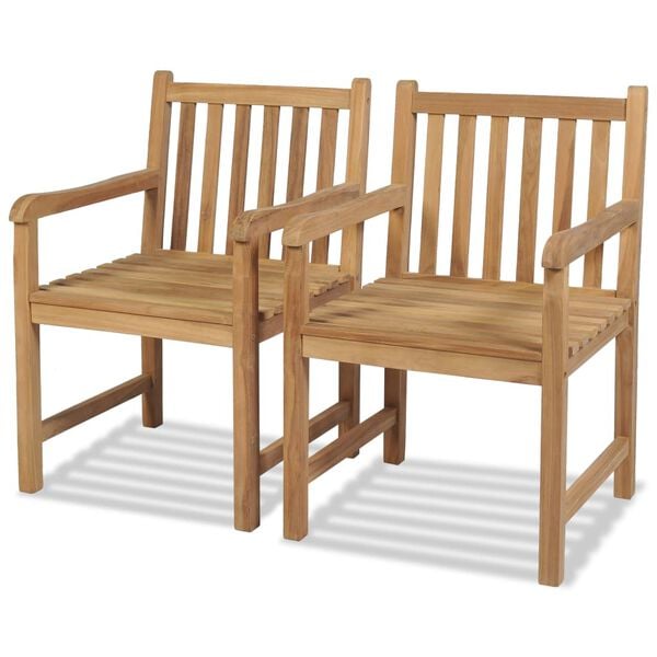 vidaXL Utestoler 2 stk heltre teak