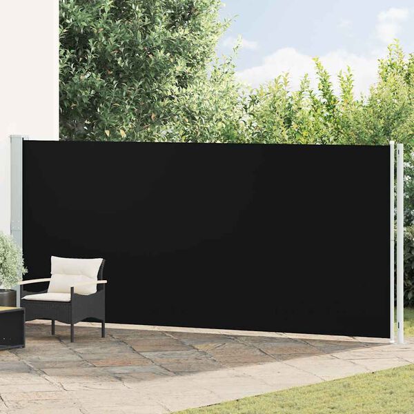 vidaXL Uttrekkbar sidemarkise 180x600 cm svart