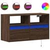 vidaXL Vegghengt TV-benk med LED brun eik 80x31x45 cm