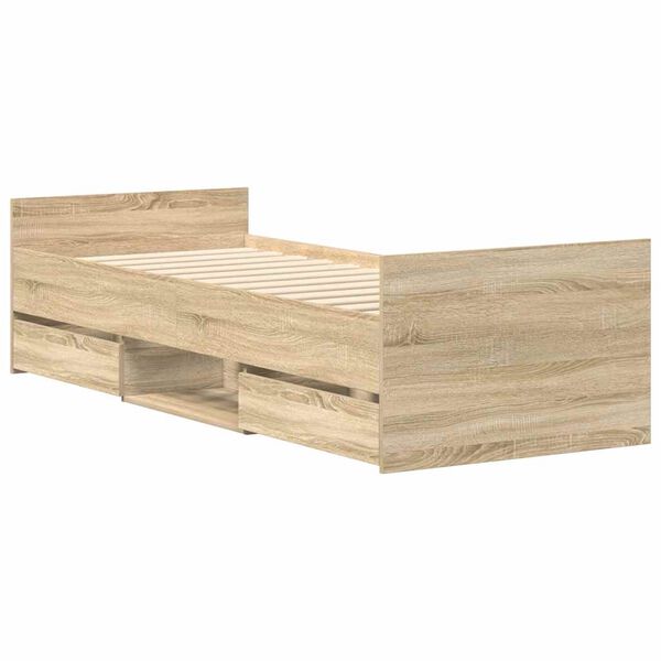 vidaXL Sengeramme med hode- og fotgavl sonoma eik 100x200 cm