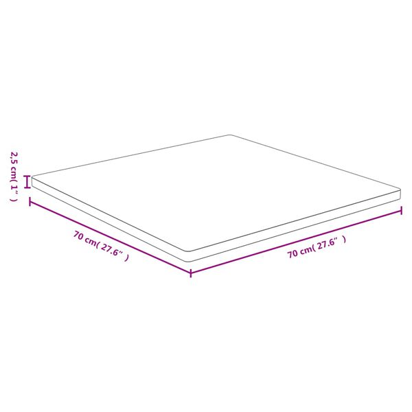 vidaXL Bordplate 70x70x2,5 cm bambus