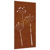 vidaXL Veggdekorasjon til hage 105x55 cm cortenst&aring;l blomsterdesign