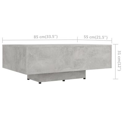 vidaXL Salongbord betonggrå 85x55x31 cm sponplate