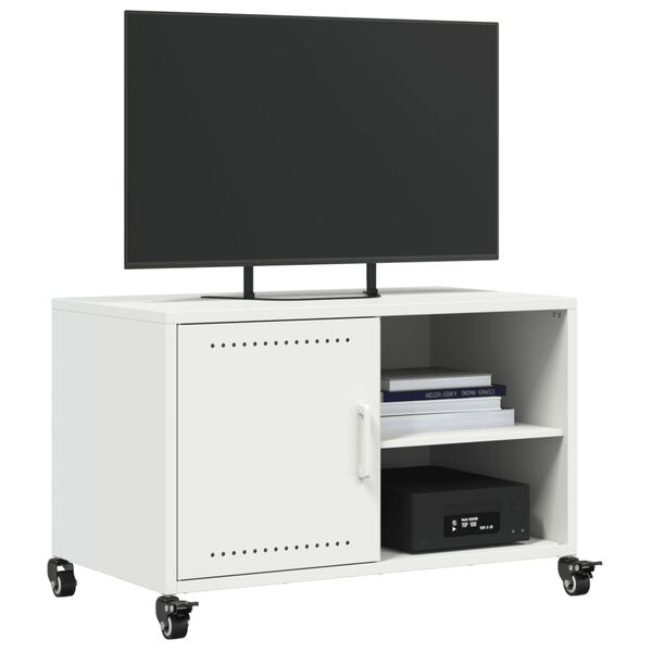 vidaXL TV-benk hvit 68x39x43,5 cm stål