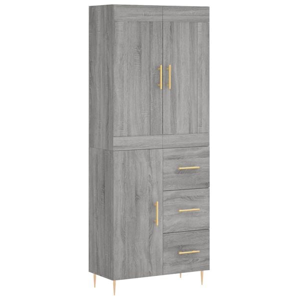 vidaXL Highboard gr&aring; sonoma 69,5x34x180 cm konstruert tre