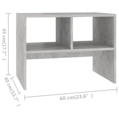 vidaXL Sidebord betonggrå 60x40x45 cm sponplate