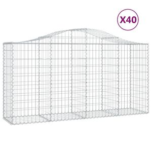 vidaXL Gabionkurver buede 40 stk 200x50x100/120 cm galvanisert jern