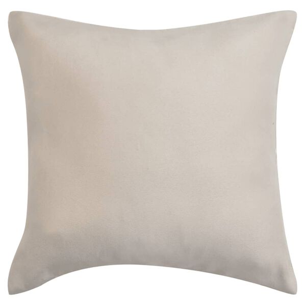 vidaXL Putetrekk 4 stk 40x40 cm Polyester Imitert Semsket Skinn Beige