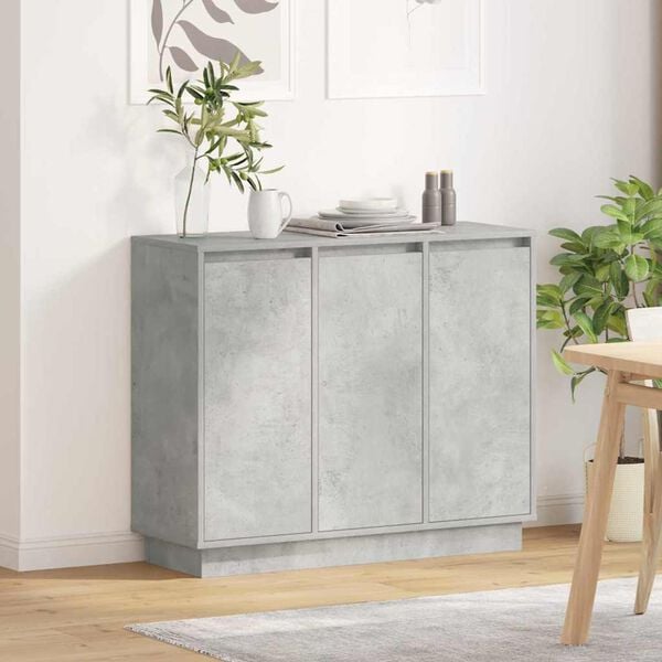 vidaXL LED sideboard Betonggr&aring; 90 x 32 x 75 cm Konstruert tre