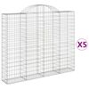 vidaXL Gabionkurver buede 5 stk 200x30x160/180 cm galvanisert jern