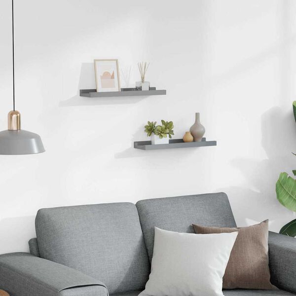vidaXL Flytende vegghyller 2 stk gr&aring; 40x9x3 cm MDF