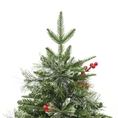 vidaXL Forhåndsbelyst juletre med kongler grønn 120 cm PVC og PE