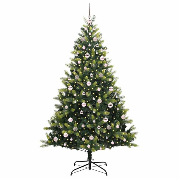 vidaXL Kunstig leddet juletre med 300 LED-lamper gr&oslash;nn 210 cm