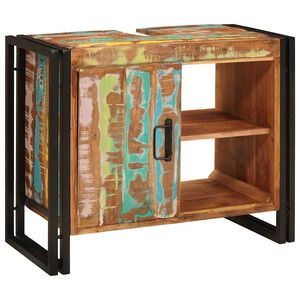 vidaXL Vaskeskap med d&oslash;r Flerfarget 71 x 33 x 58 cm Massiv Reclaim Tre