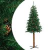 vidaXL Slankt juletre med ekte tre og furukongler gr&oslash;nn 180 cm PVC