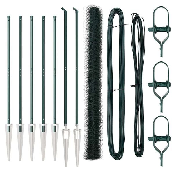 vidaXL Gjerdepåle grønn 10 x 1,5 m (50 mm maske) Stål og PVC