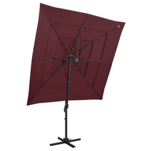 vidaXL Hageparasoll med aluminiumsstang 4 niv&aring;er vinr&oslash;d 250x250 cm