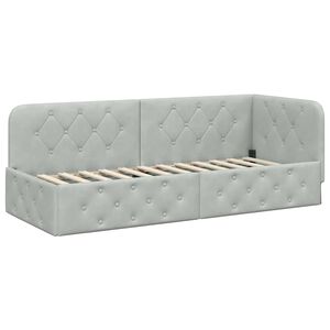 vidaXL Hjørnesengramme med hodegjerde Lysegrå 80 x 200 cm Fløyel