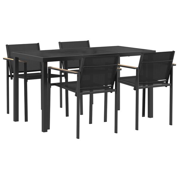 vidaXL Utem&oslash;belsett 5 pcs Svart og Anthracite 140 x 70 x 73 cm