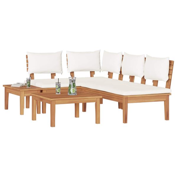vidaXL Hagesofa Set 4 pcs Brun og Krem