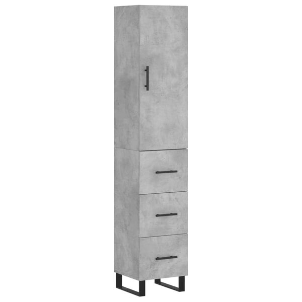 vidaXL Highboard betonggr&aring; 34,5x34x180 cm konstruert tre